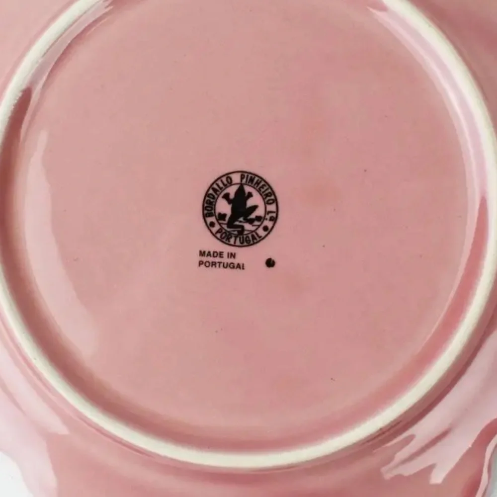 Pink Ceramic Majolica Spring Motif Plate by Rafael Bordallo Pinheiro, Portugal
